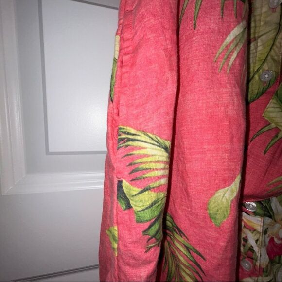 Tommy Bahama Tropical Floral Print Button Down Belted Linen Midi Dress - Picture 7 of 12